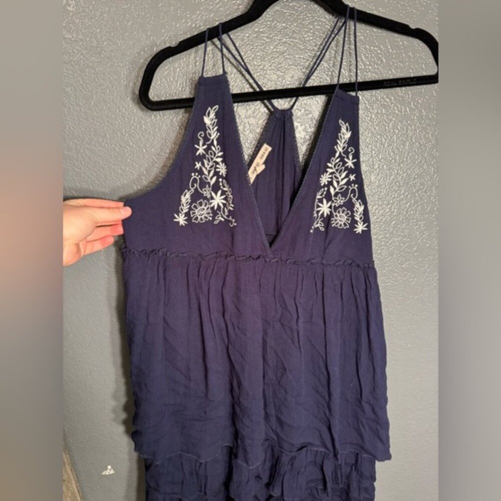 Navy Blue Sz Large Embroidered Women's Dress